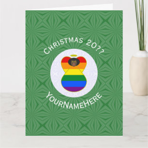 Gay Pride Vlag Zwarte Engel Kerst Persoonlijk Kaart