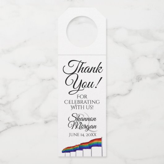 Gay Pride Wedding Bottle Hanger Label - Zwarte tek (Voorkant)
