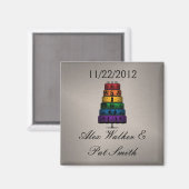 Gay Pride Wedding Cake met Rainbow Tiers Magneet (Voorkant / Achterkant)