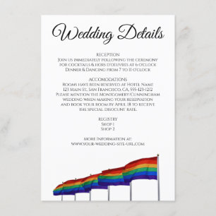 Gay Pride Wedding Details Enclosure Card Informatiekaartje
