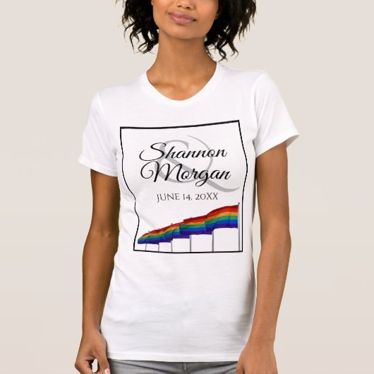 Gay Pride Wedding Rainbow Flags T-Shirt (Voorkant)