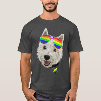 Gay Pride Westie LGBT Dog Zonnebrillen T-shirt