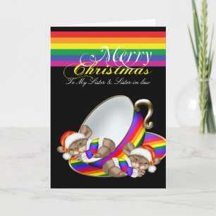 Gay Pride Whimsical-kerstteacup-muis Feestdagen Kaart