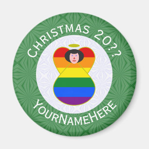 Gay Pride Zwarte Haren Engel Kerst Vlag Persoonlij Magneet