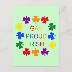 Gay Proud Irish LGBT Rainbow Shamrocks Briefkaart