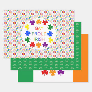 Gay Proud Irish LGBT Rainbow Shamrocks Custom Inpakpapier Vel