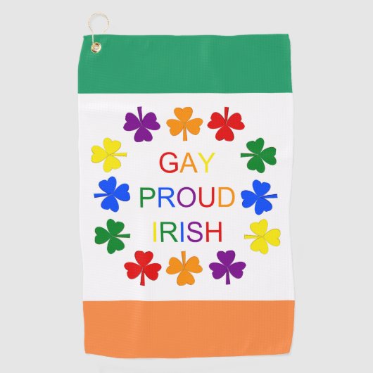 Gay Proud Irish LGBT Rainbow Shamrocks Golfhanddoek (Voorkant)