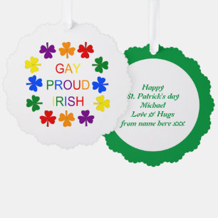 Gay Proud Irish LGBT Rainbow Shamrocks Ornament Kaart