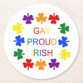 Gay Proud Irish LGBT Rainbow Shamrocks Ronde Kartonnen Onderzetter (Voorkant)