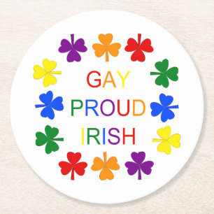 Gay Proud Irish LGBT Rainbow Shamrocks Ronde Kartonnen Onderzetter