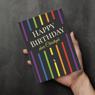 Gay queer gestreepte Happy Birthday wenskaart