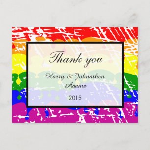 Gay Rainbow Freedom Flag Leuke bruiloft Bedankt Briefkaart