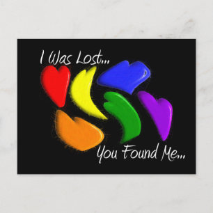 Gay Rainbow Hearts: "Ik ben verloren, je hebt me g Briefkaart