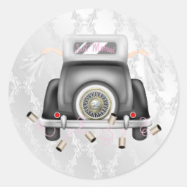 Gay Silver Damask Bruiloft Sticker met bruiloft au