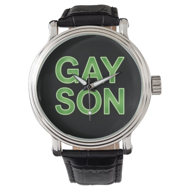 Gay Son Funny LGBTQ Pride Horloge (Voorkant)