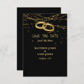 Gay Sparging Lights en Gold Wedding Rings Save The Date (Voorkant / Achterkant)