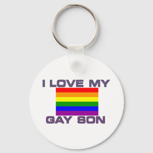 Gay Support ik hou van mijn homo zoon regenboogvla Sleutelhanger