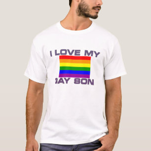 Gay Support ik hou van mijn homo zoon regenboogvla T-shirt