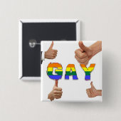 Gay Thumbs omhoog Vierkante Button 5,1 Cm (Voorkant /achterkant)