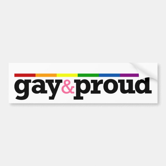 Gay & trotse Witte Bumpersticker (Voorkant)