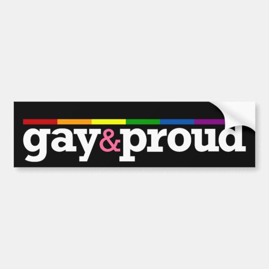 Gay&trotse zwarte Bumpersticker (Voorkant)