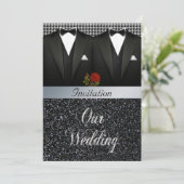 Gay Tuxedo bruiloft uitnodiging (Staand voorkant)