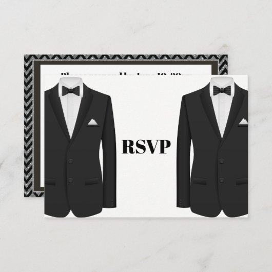 Gay Tuxedo Faire-part de mariage RSVP (Devant / Derrière)