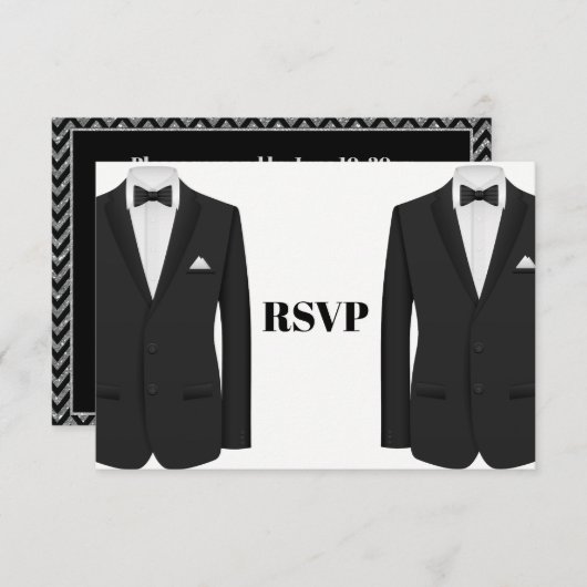 Gay Tuxedo Faire-part de mariage RSVP (Devant / Derrière)