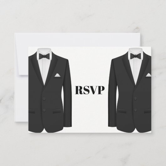 Gay Tuxedo Wedding Invitation RSVP (Voorkant)