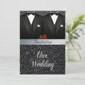 Gay Tuxedo Wedding Uitnodiging (Staand voorkant)