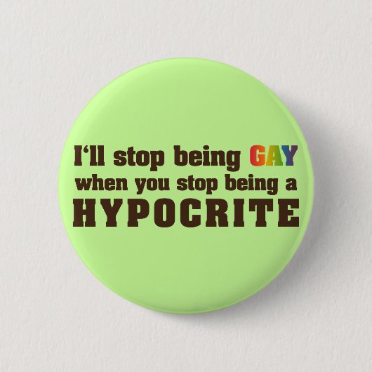 Gay Vs. Hypocriet Ronde Button 5,7 Cm (Voorkant)