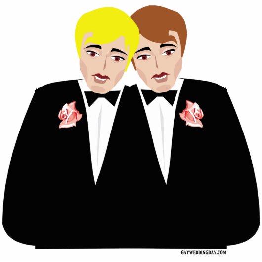 Gay Wedding Cake Topper Staand Fotobeeldje (Voorkant)