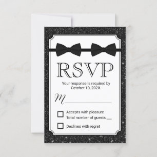 Gay Wedding Double Bow Stropdassen Black Glitter R RSVP Kaartje