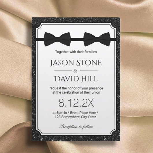 Gay Wedding Double Bow Stropdassen Modern Black Gl Kaart