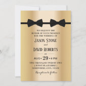 Gay Wedding Double Bow Stropdassen Modern Gold Kaart (Voorkant)