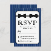 Gay Wedding Double Bow Stropdassen Navy Blue RSVP (Voorkant / Achterkant)