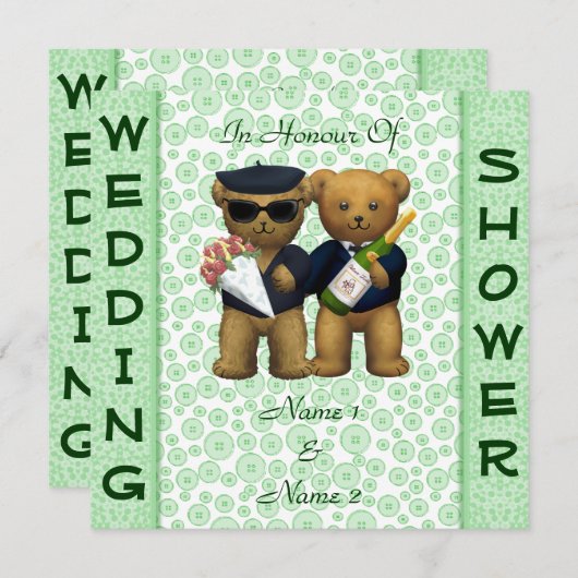Gay Wedding-douche Apple Teddy Bears-uitnodiging Kaart (Voorkant / Achterkant)