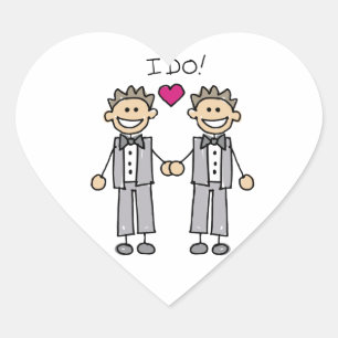 Gay Wedding Groom Hart Sticker