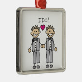 Gay Wedding Groom Metalen Ornament (Rechts)
