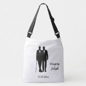 Gay Wedding Grooms met Namen en Datum Crossbody Tas (Voorkant)