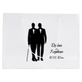 Gay Wedding Grooms met Namen en Datum Groot Cadeauzakje (Achterkant)