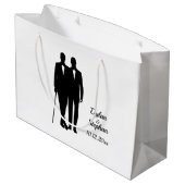 Gay Wedding Grooms met Namen en Datum Groot Cadeauzakje (Achterkant Gekanteld)