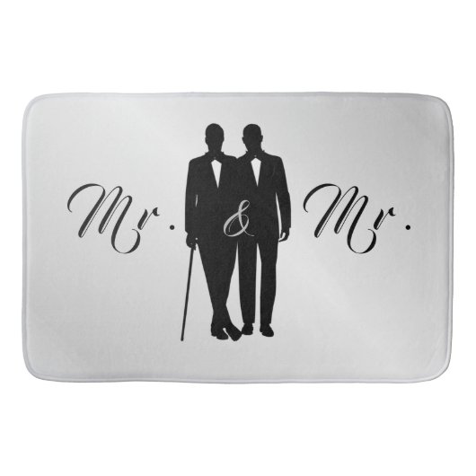 Gay Wedding Grooms Silver Bath Mat (Voorkant)
