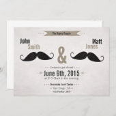 Gay Wedding Mustache Uitnodiging (Voorkant / Achterkant)