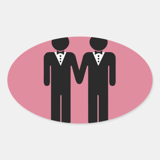 GAY WEDDING TOPPER MANNEN -.png Ovale Sticker (Voorkant)