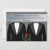 Gay Wedding Uitnodiging Tuxedos Red Rose (Voorkant)