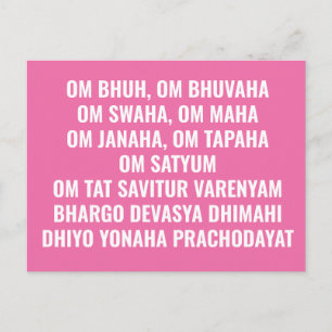 Gayatri Lange Vorm Roze Witte Sanskriet Mantra Briefkaart