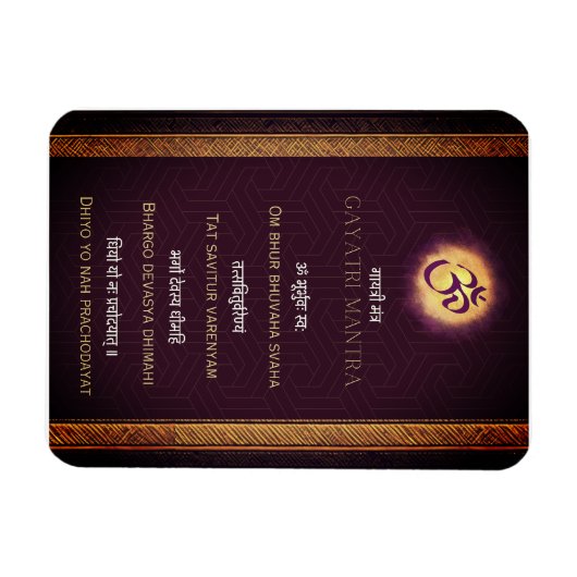 Gayatri Mantra Sanskriet en Engels Magneet (Horizontaal)