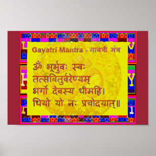 Gayatri Mantra Script Sanskrit Spirituele Chant Poster