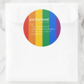 GAYBORHOOD T-SHIRT/Gay Slang T-shirt Ronde Sticker (Tas)